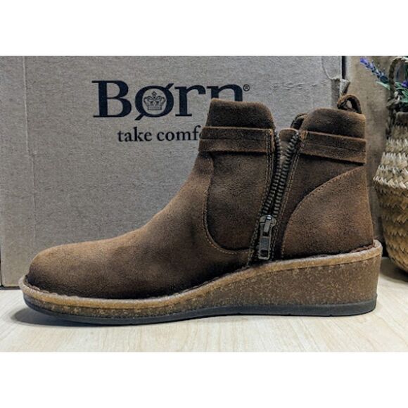 Born Vaughn Ginger Brown Distressed Suede Leather Boots Women's 8.5 NIB - Picture 8 of 13